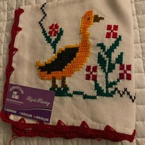 Embroidered and woven napkin